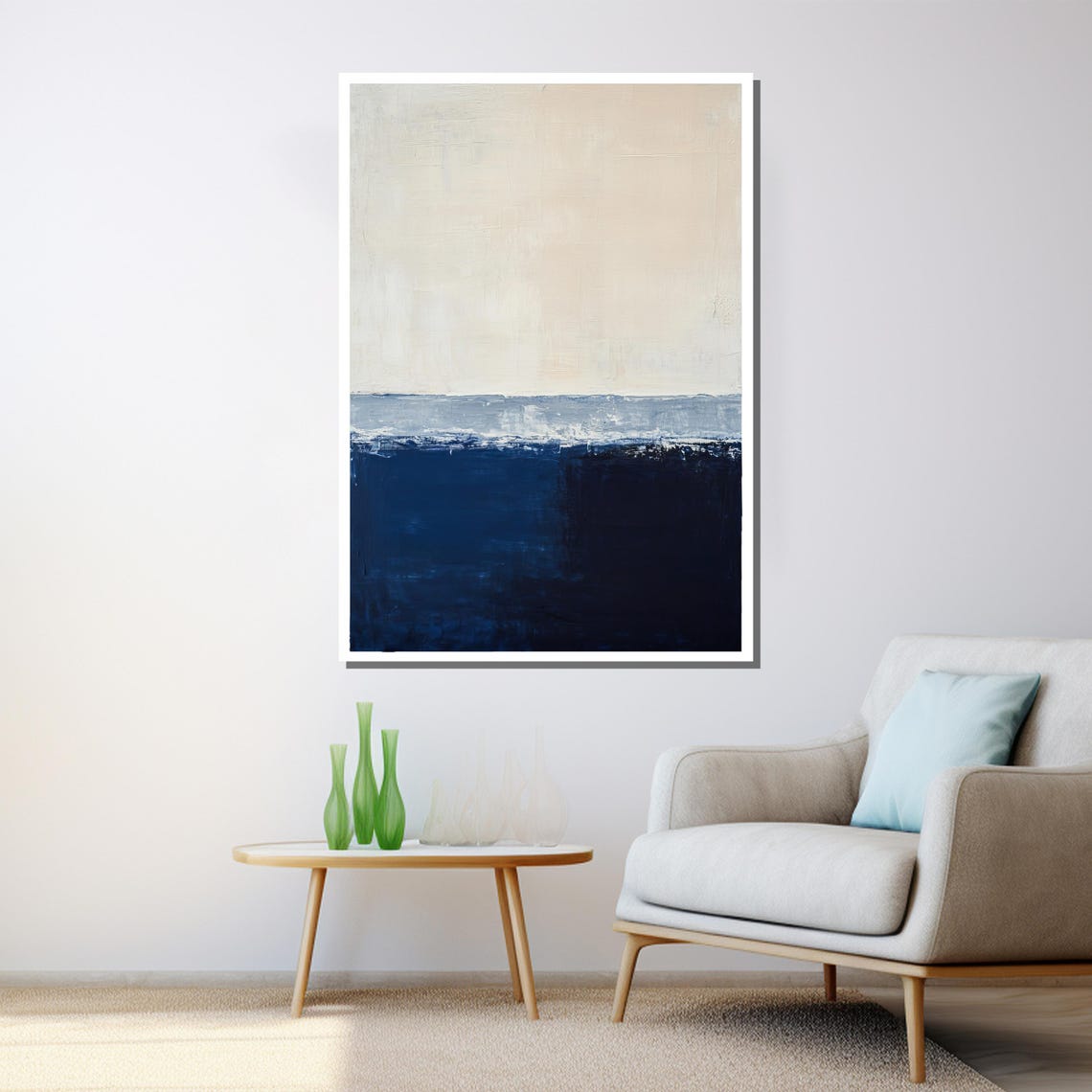 Mark Rothko Painting Blue And Beige Abstract Artwork Modern Art Gift For Wall Decor - Image 3