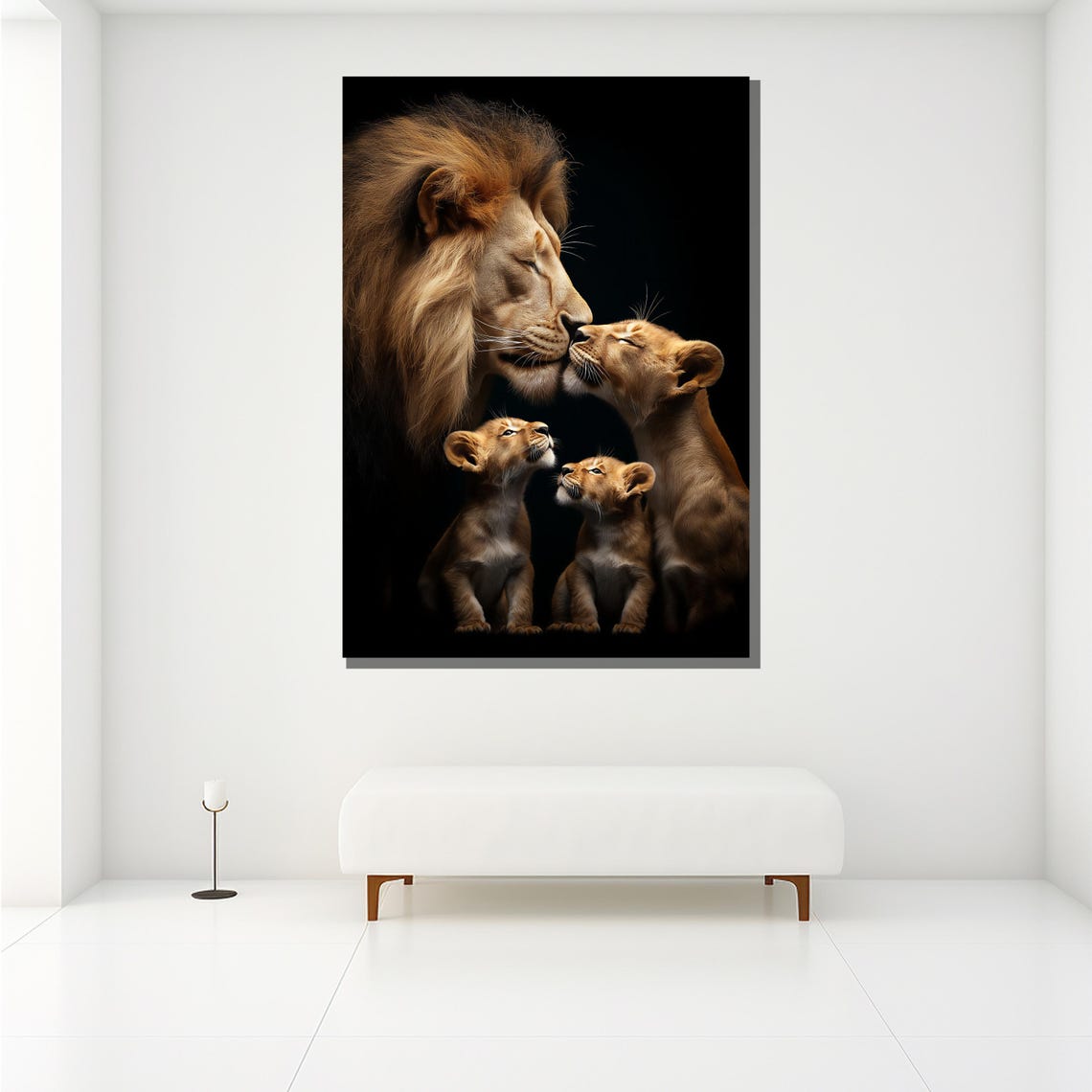 Lion Family Tender Father Cubs Heartwarming Wildlife Wall Art - Image 2