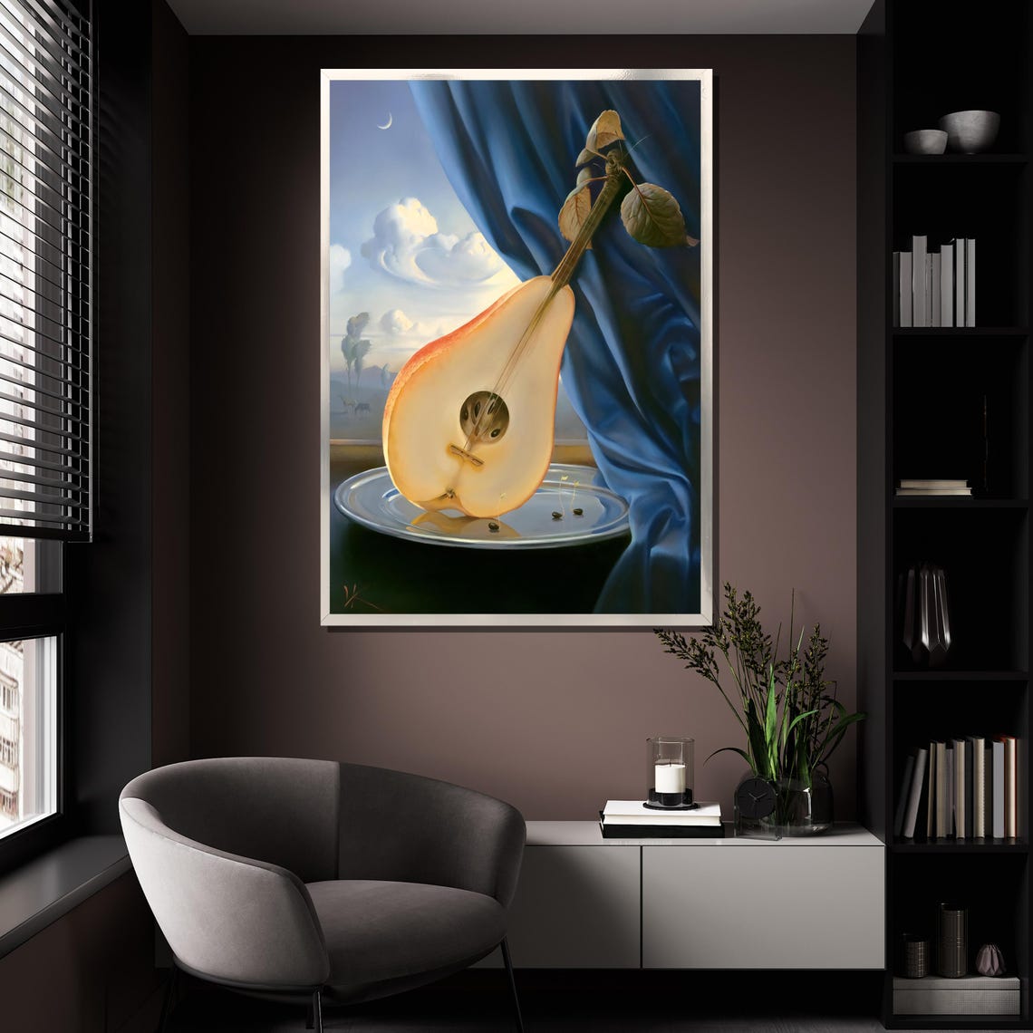 Morteza Katouzian Pear Guitar Musical Still Life Surreal Art Poster - Image 4