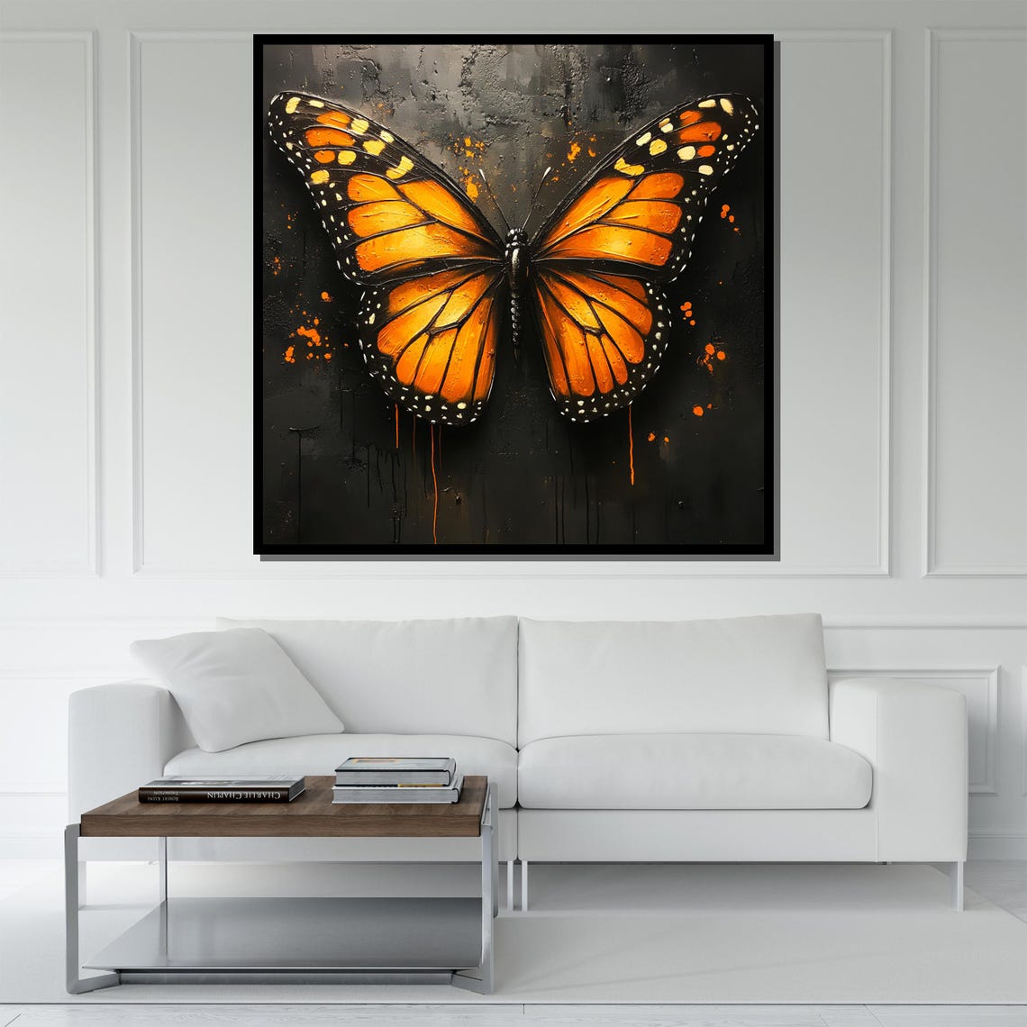 Monarch Butterfly Orange Dark Bold Insect Wings Detail Wall Art - Image 5