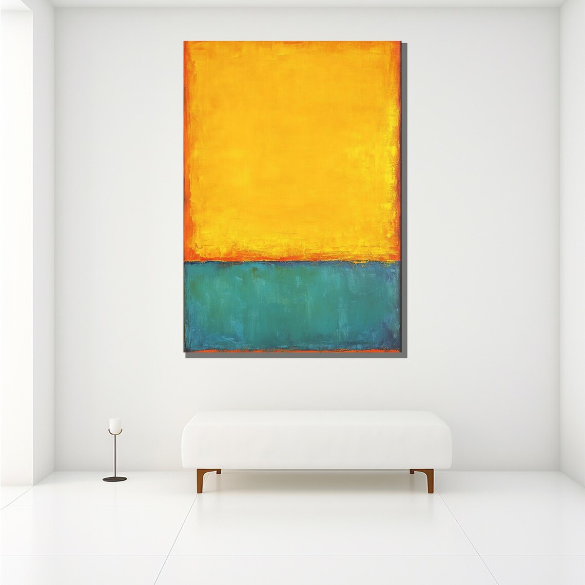 Rothko-Inspired Yellow and Teal Abstract Art Print - Image 2