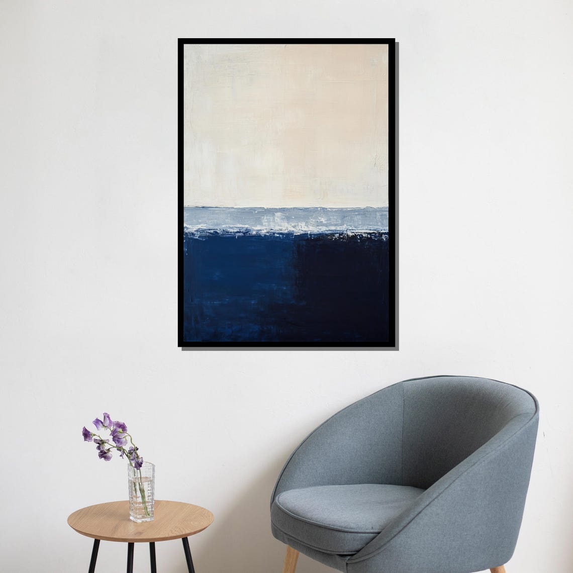 Mark Rothko Painting Blue And Beige Abstract Artwork Modern Art Gift For Wall Decor - Image 5