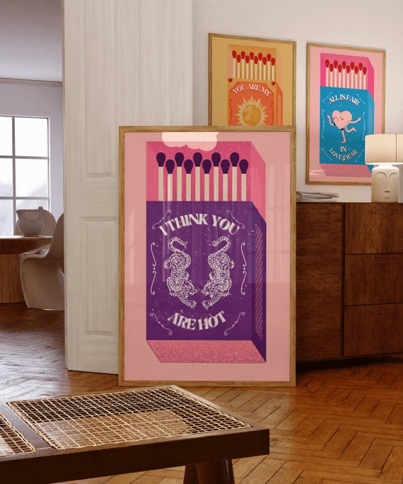 I Think You Are Hot Purple Matchbox White Tiger Love Gift Poster
