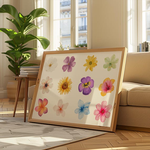Abstract Flower Market Print Colorful Boho Wall Art