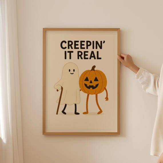 Funny Halloween Pumpkin Kitchen Poster Spooky Season Art