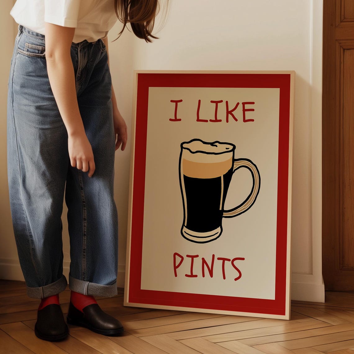 I Like Pints Irish Stout Beer Funny Retro Bar Pub Quote Poster