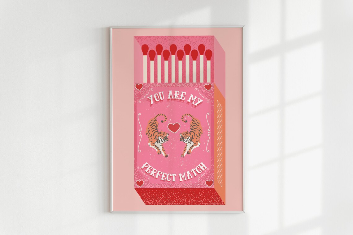 You Are My Perfect Match Tiger Poster, Vintage Retro - Image 3