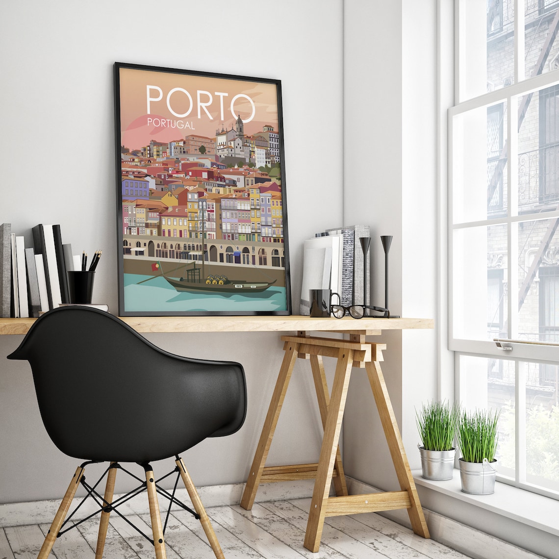 Porto Portugal Vintage Travel Poster, Travel Art Print