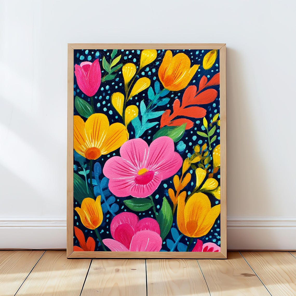 Bold Vibrant Floral Garden Colorful Modern Botanical Style Poster