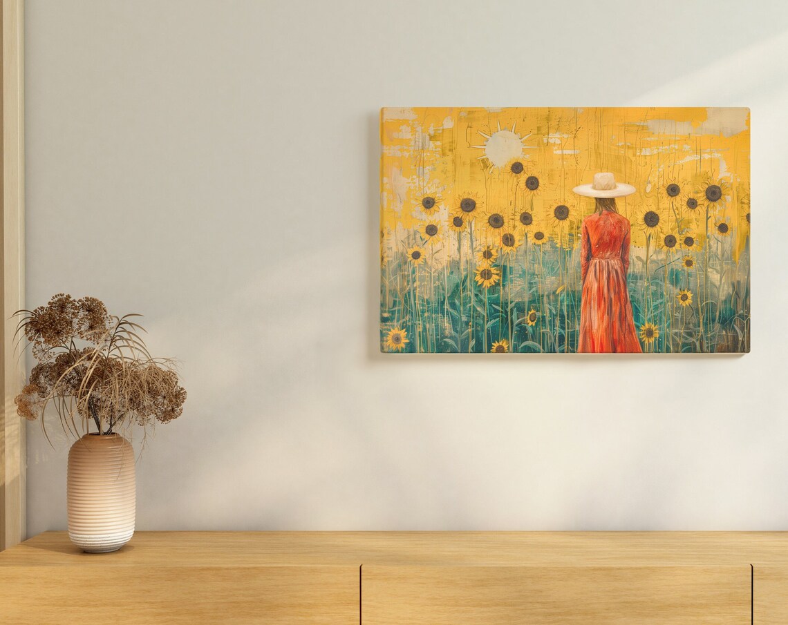 Sunflower Field Rustic Southwestern Art Print