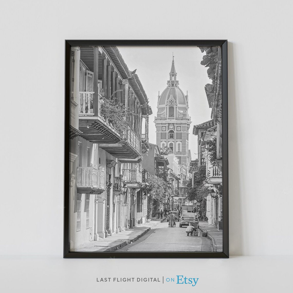 Colombia Print Cartagena Poster Cathedral Of Cartagena Colombia Poster Black White Photography South America Columbia Wall Art