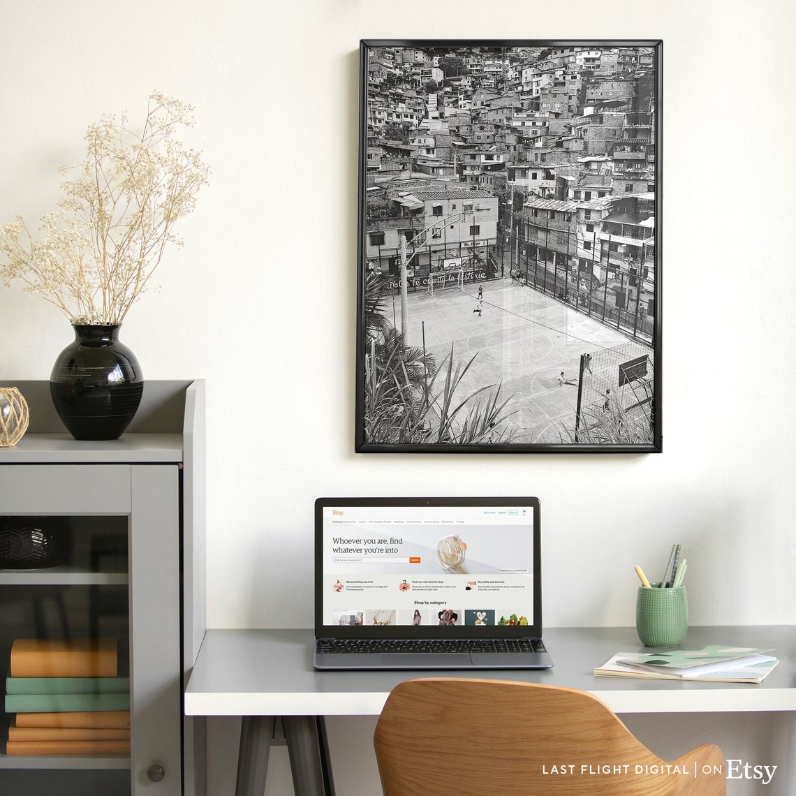 Colombia Poster Medellin Print Cityscape Favelas Colombia Print Black White Photography City Streets South America Medellin Poster - Image 5