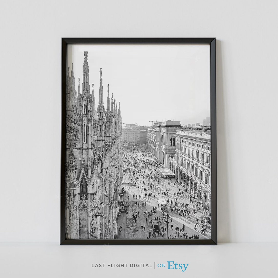 Italy Print Milan Poster Duomo Of Milan Italy Poster Black And White Photography Europe City Streets Milan Print Cityscape Art