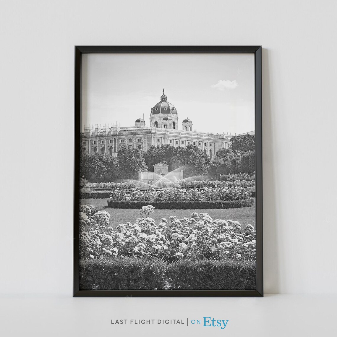 Vienna Volksgarten Rose Garden Palace Black And White Photo Poster