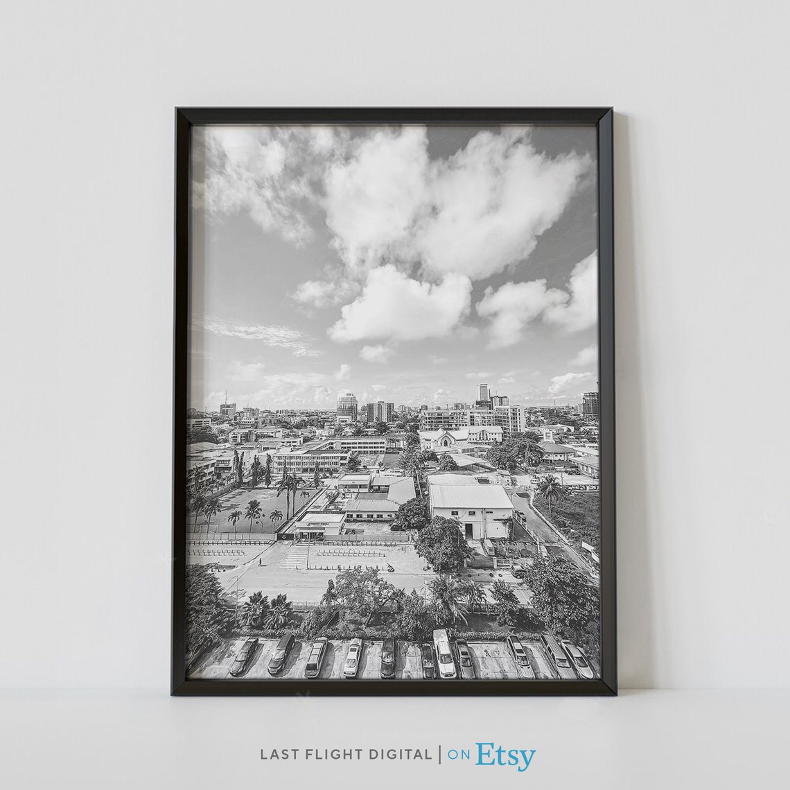 Nigeria Print Lagos Poster Cityscape Nigeria Poster Lagos Print Black White Photography Africa Print Downtown City Streets Wall Art