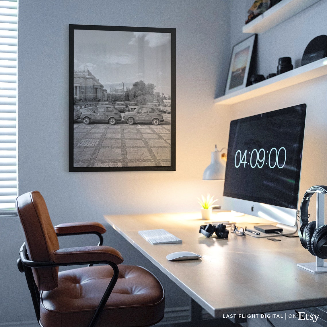 Poland Print Warsaw Poster City Streets Cityscape Skyline Black And White Photo Warsaw Print Poland Poster Downtown Automobile Car - Image 2