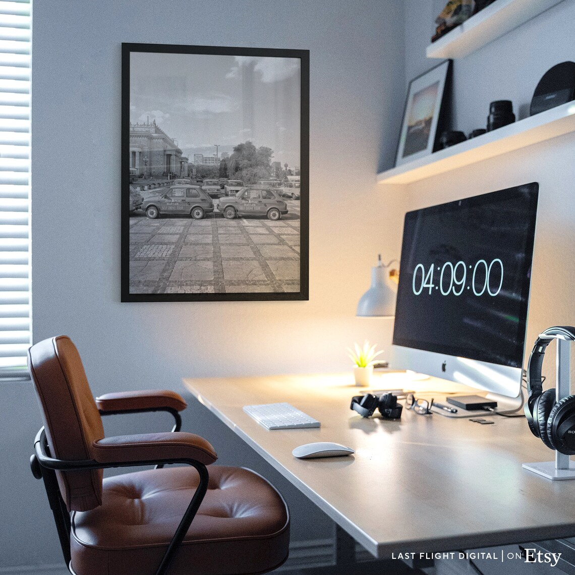 Warsaw Poland Vintage Self Drive Tour Cars Black White Poster - Image 2