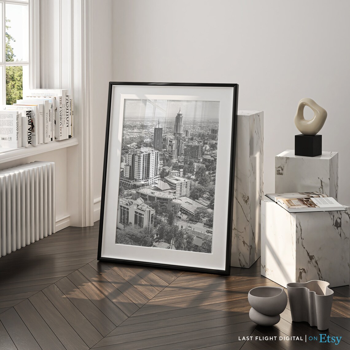 Nairobi Kenya City Skyline Black and White Photography Poster - Image 2