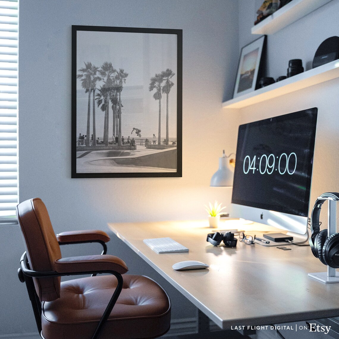 Venice Beach Los Angeles Black White Poster Print - Image 3