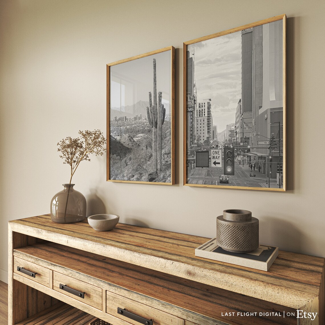 Phoenix Arizona Downtown Hotel San Carlos Sign Black White Poster - Image 3