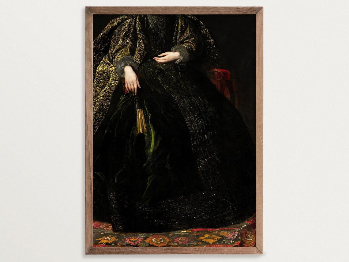 Victorian Woman Portrait, Gothic Dark Academia Art Print
