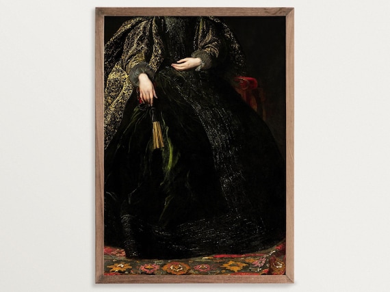 Victorian Woman Portrait, Gothic Dark Academia Art Print