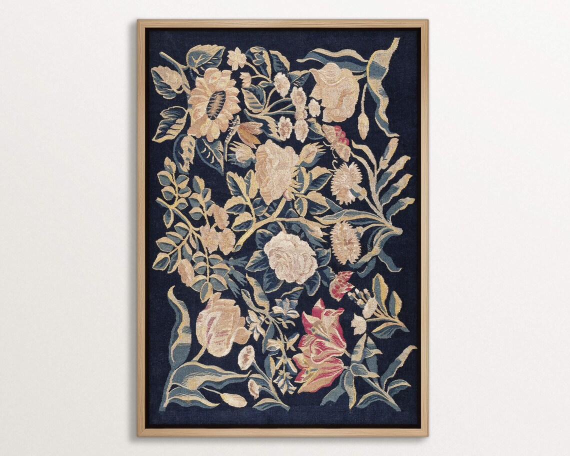 Vintage Floral Tapestry, Botanical Art Print