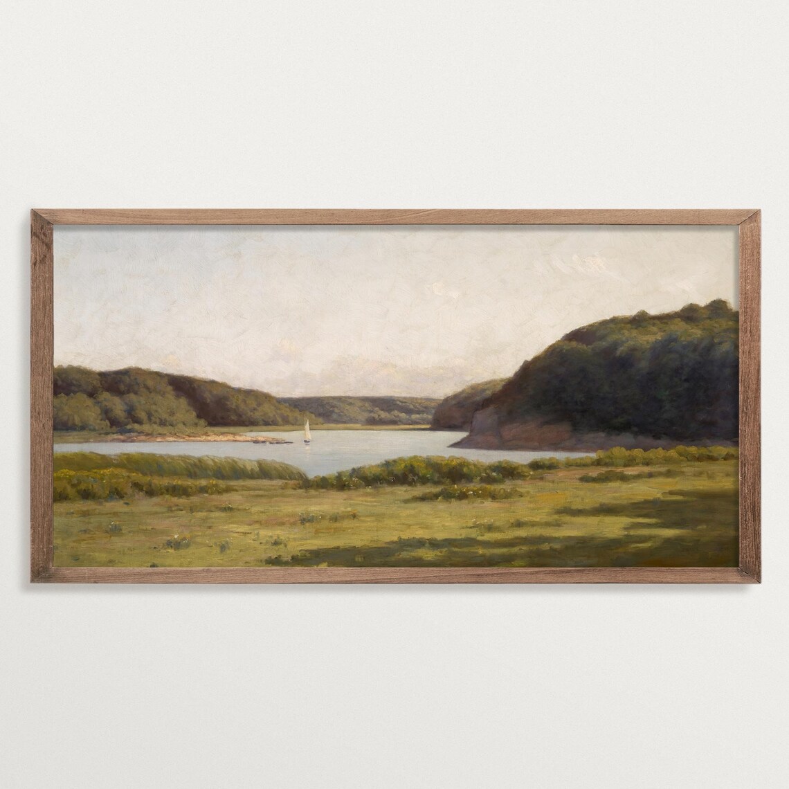Panoramic Landscape Painting, Farmhouse Decor
