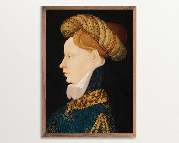 Vintage Woman Portrait Print Moody Wall Art Renaissance Portrait Painting