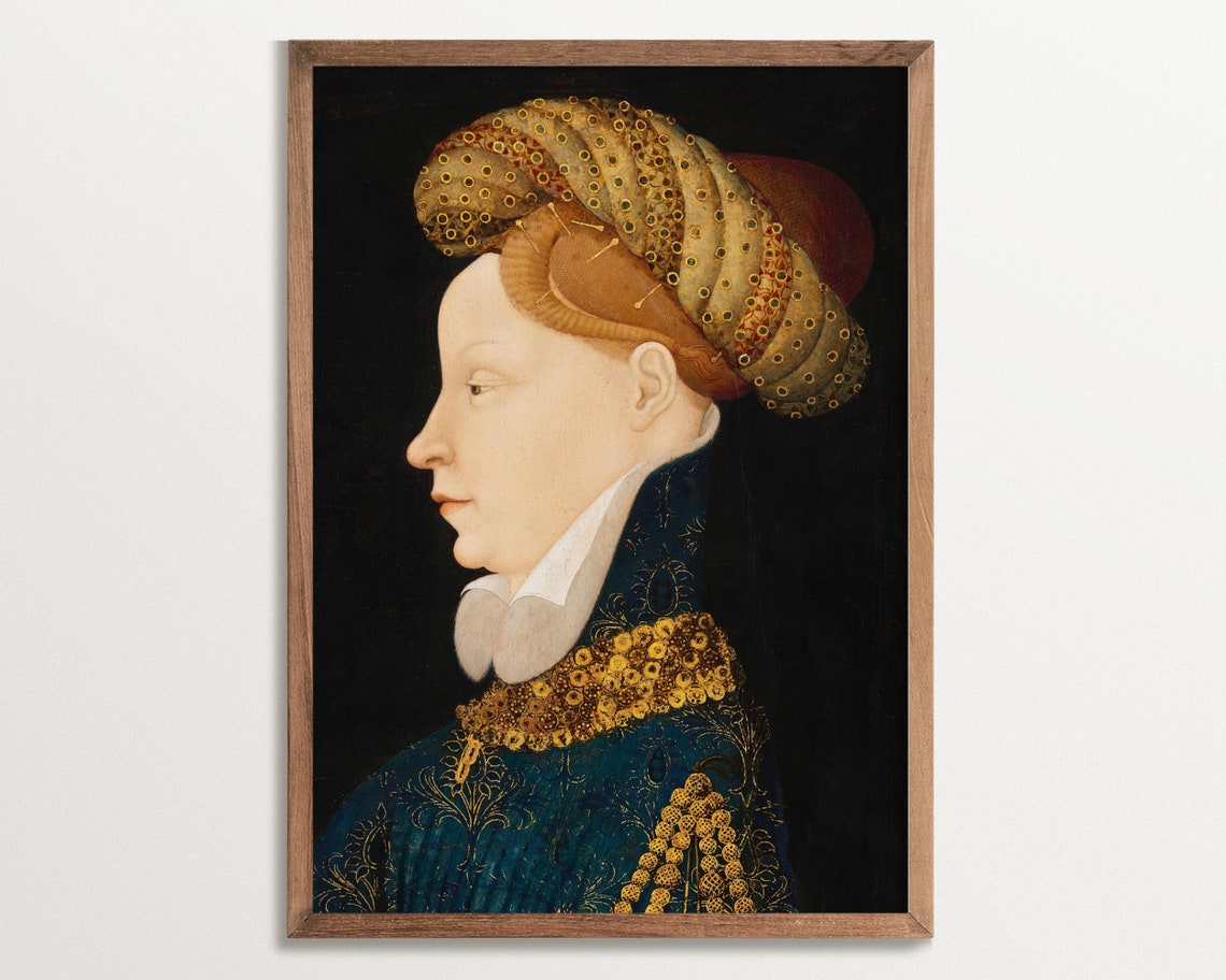 Vintage Woman Portrait Print Moody Wall Art Renaissance Portrait Painting