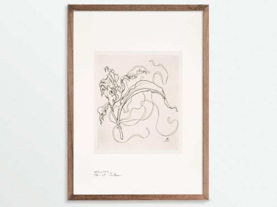 French Porcelain Flowers Sketch, Vintage Chinoiserie Art Print
