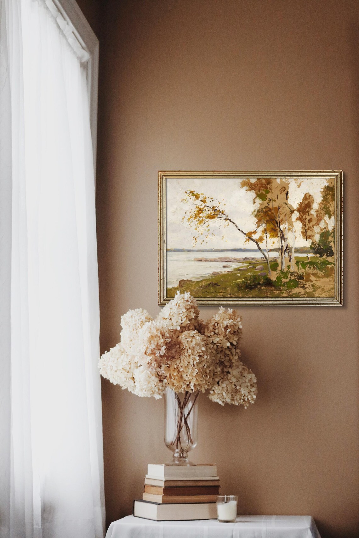 Vintage Landscape Painting, Lakehouse Decor - Image 2