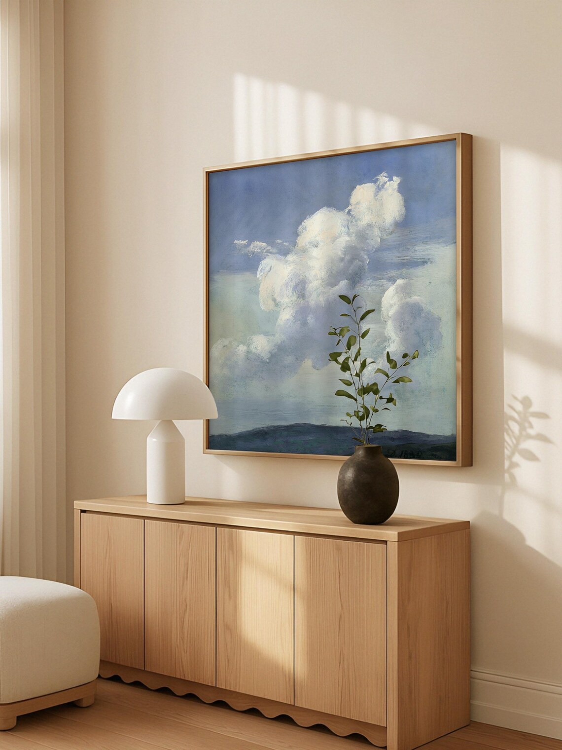 Square Clouds Travel Poster, Vintage Landscape Art - Image 2