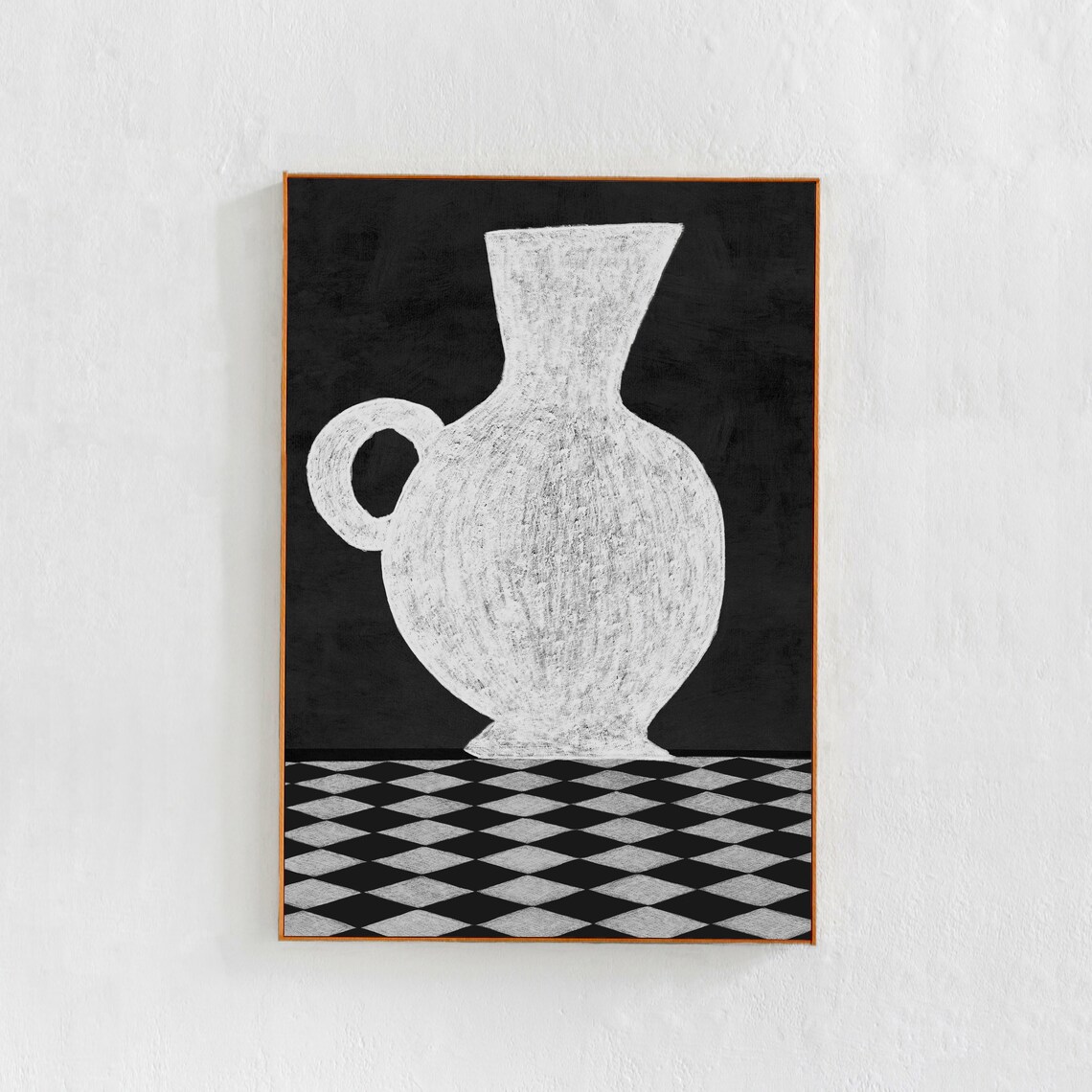 Scandi Modern Checkered Vase Illustration Poster