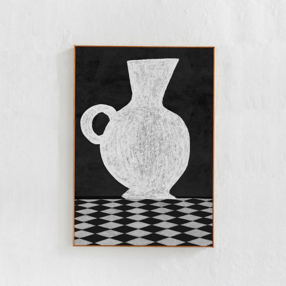 Scandi Modern Checkered Vase Illustration Poster