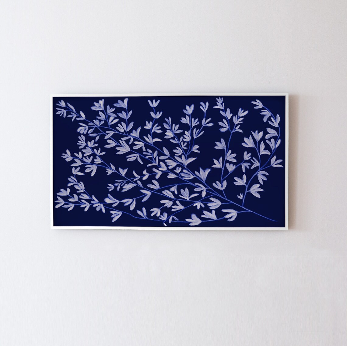 Boho Blue Floral Botanical Wall Art Poster Print