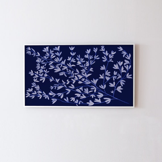 Boho Blue Floral Botanical Wall Art Poster Print