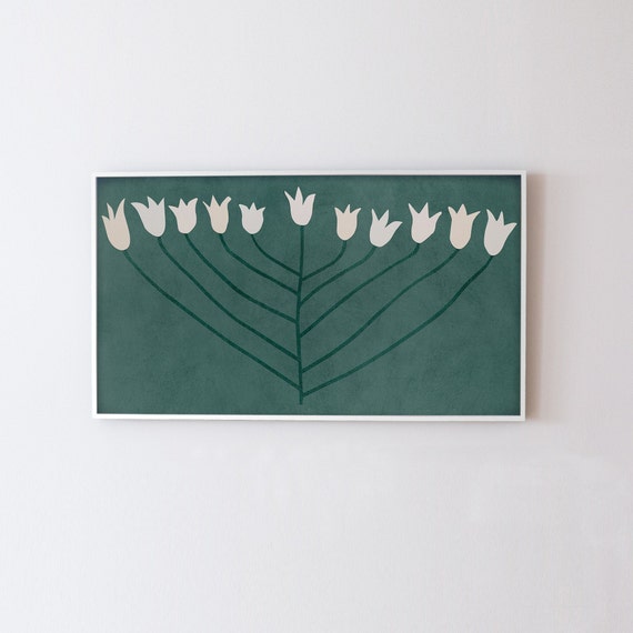 Modern Green Floral Spring Art Print, Botanical Decor