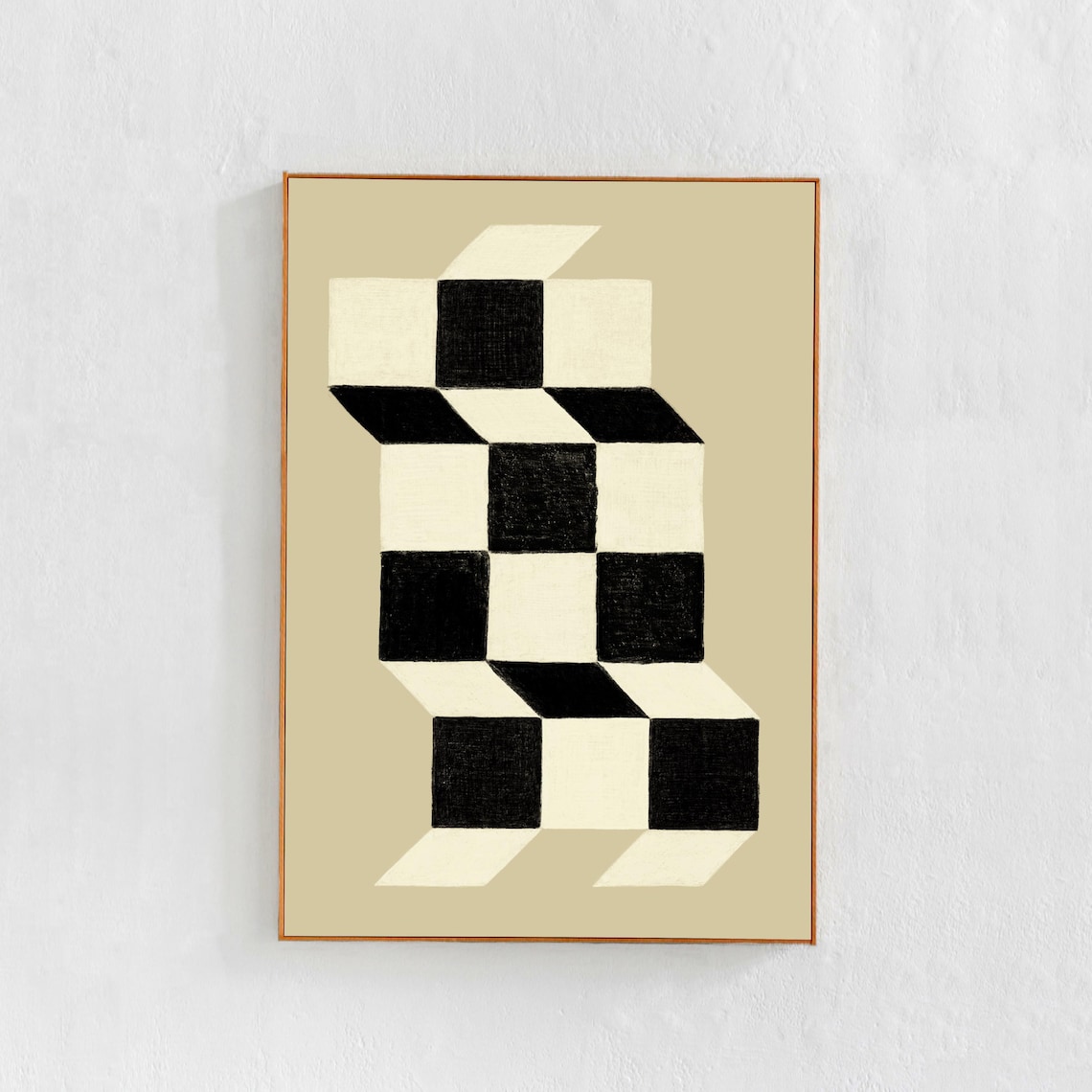 Abstract Checkered Poster, Boho Scandi Decor