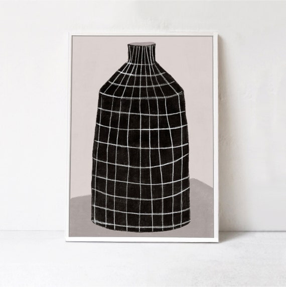 Modern Vase, Black and White Contemporary Art Print