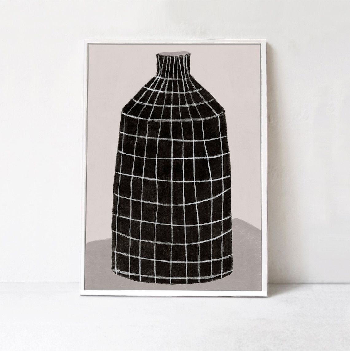 Modern Vase, Black and White Contemporary Art Print