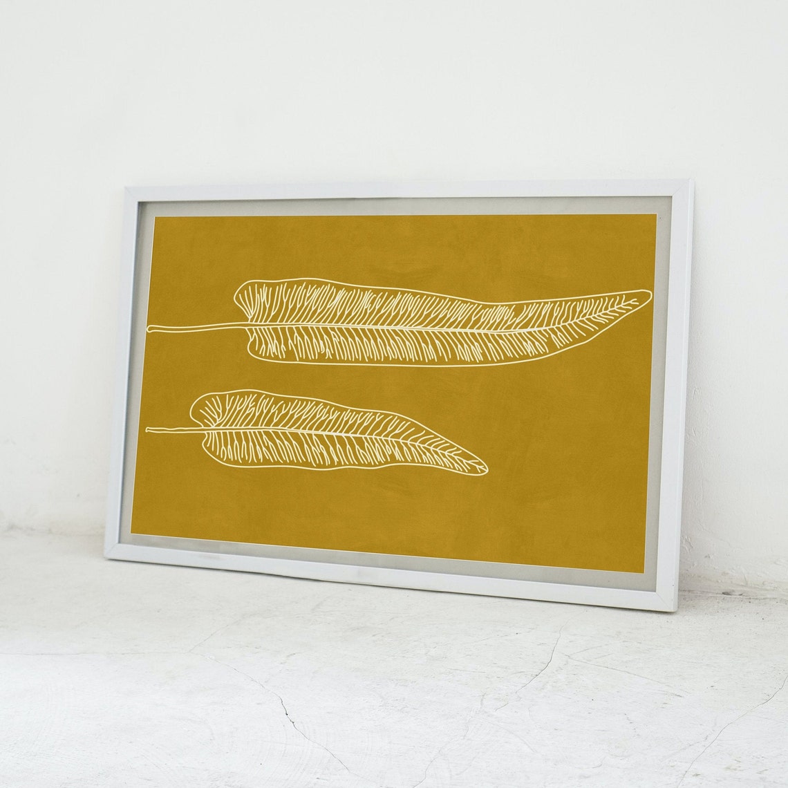 Mustard Botanical Art Print, Scandi Boho Eclectic