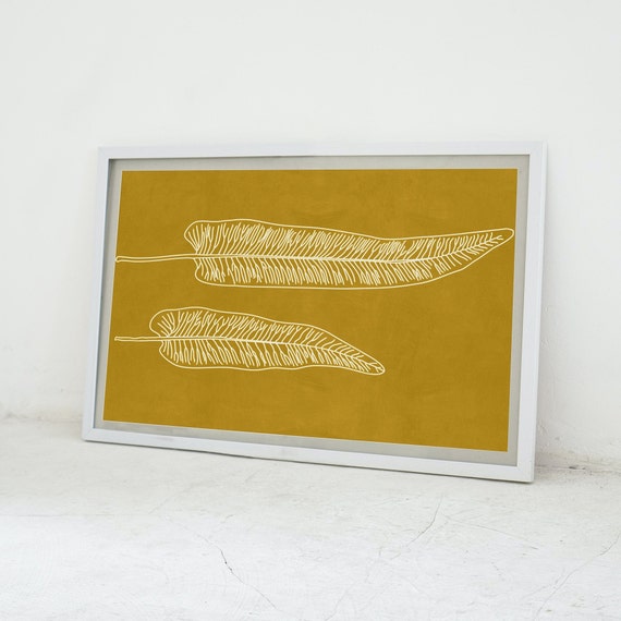 Mustard Botanical Art Print, Scandi Boho Eclectic