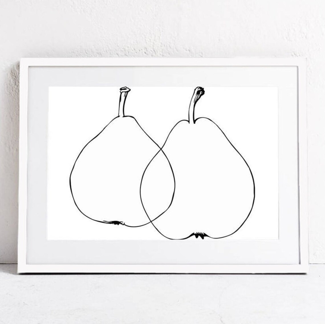 Pears Minimalist Art Print, Black and White Kitchen - Image 3