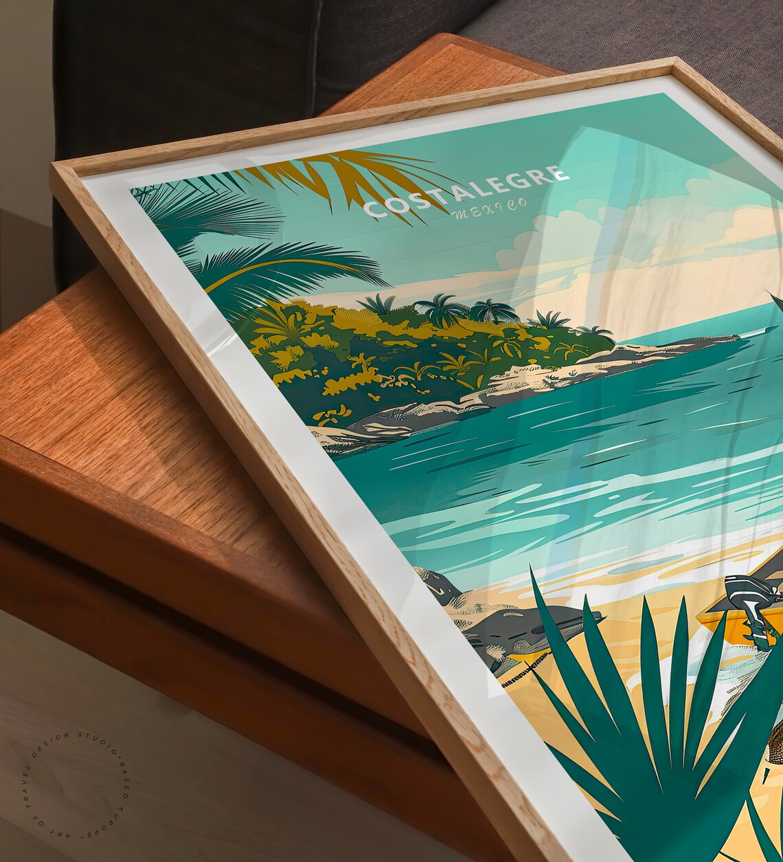 Costalegre Mexico Tropical Beach Cove Fishing Boat Ocean Poster - Image 3