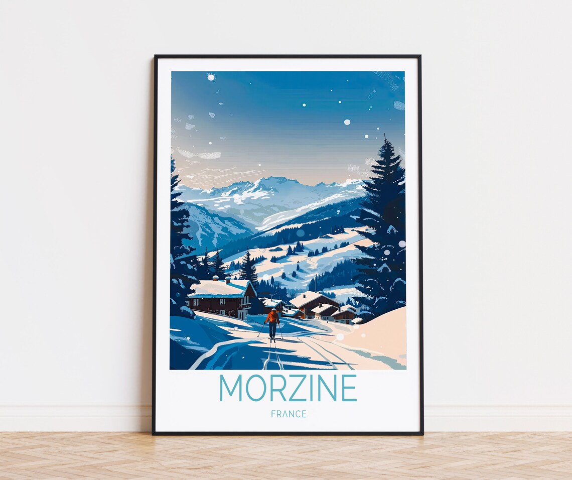 Morzine France Snowy Chalet Village Winter Morning Light Poster
