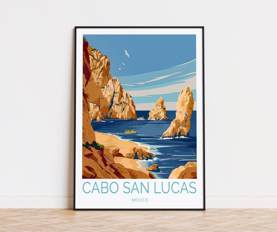 Cabo San Lucas Mexico El Arco Rocky Cove Beach Blue Ocean Poster