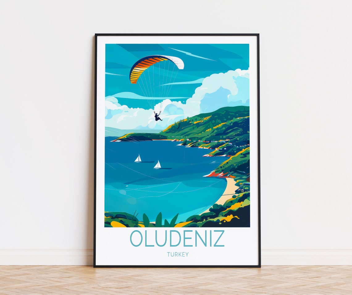 Scenic Oludeniz Turkey Paraglider Above Turquoise Lagoon Poster