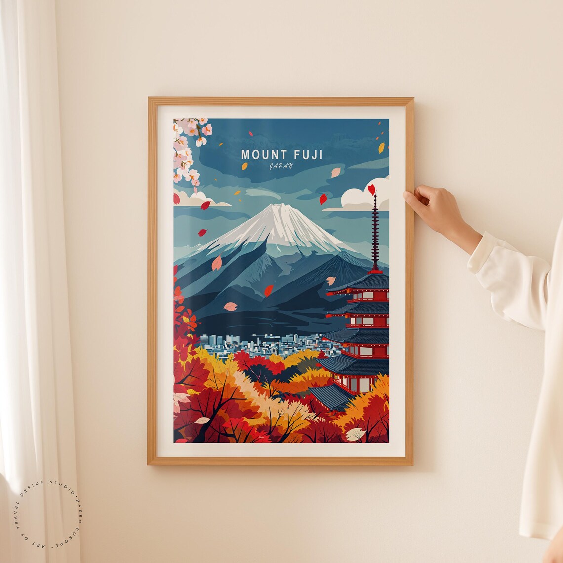 Mount Fuji Japan Autumn Pagoda Cherry Blossom Snow Peak Travel Poster - Image 5