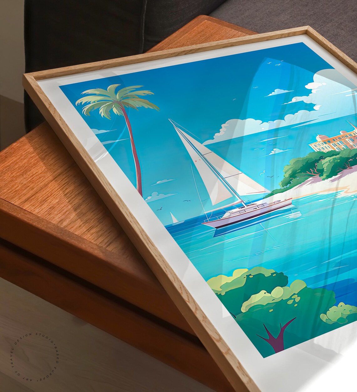 Aruba Caribbean Sailing Day Turquoise Beach Scene Travel Poster - Image 3